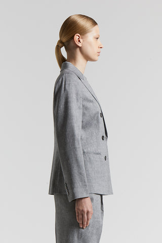 Wool and linen double-breasted blazer