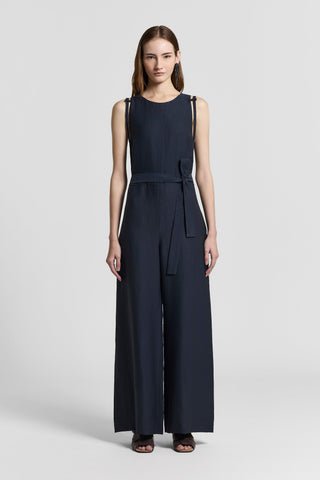 Viscose linen twill jumpsuit