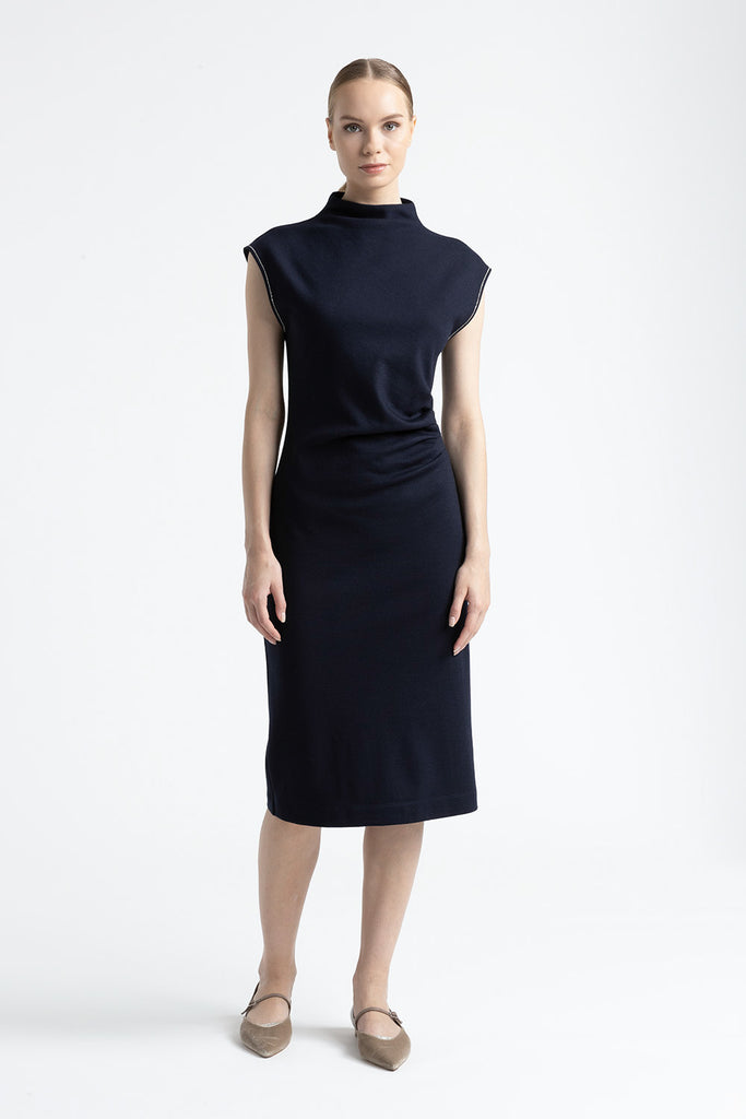 Fluid wool-cotton jersey dress  