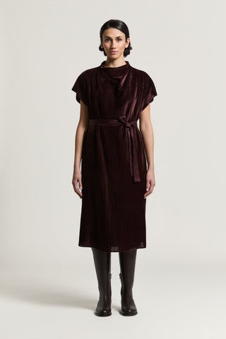 Vestido de terciopelo de viscosa con cinturón