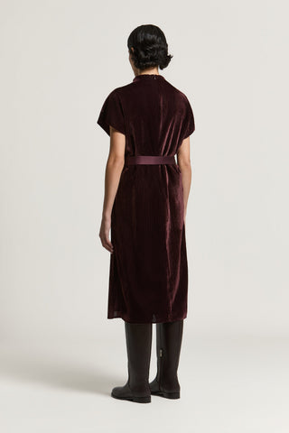 Vestido de terciopelo de viscosa con cinturón