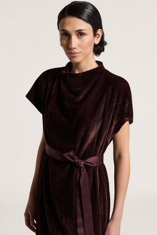 Vestido de terciopelo de viscosa con cinturón