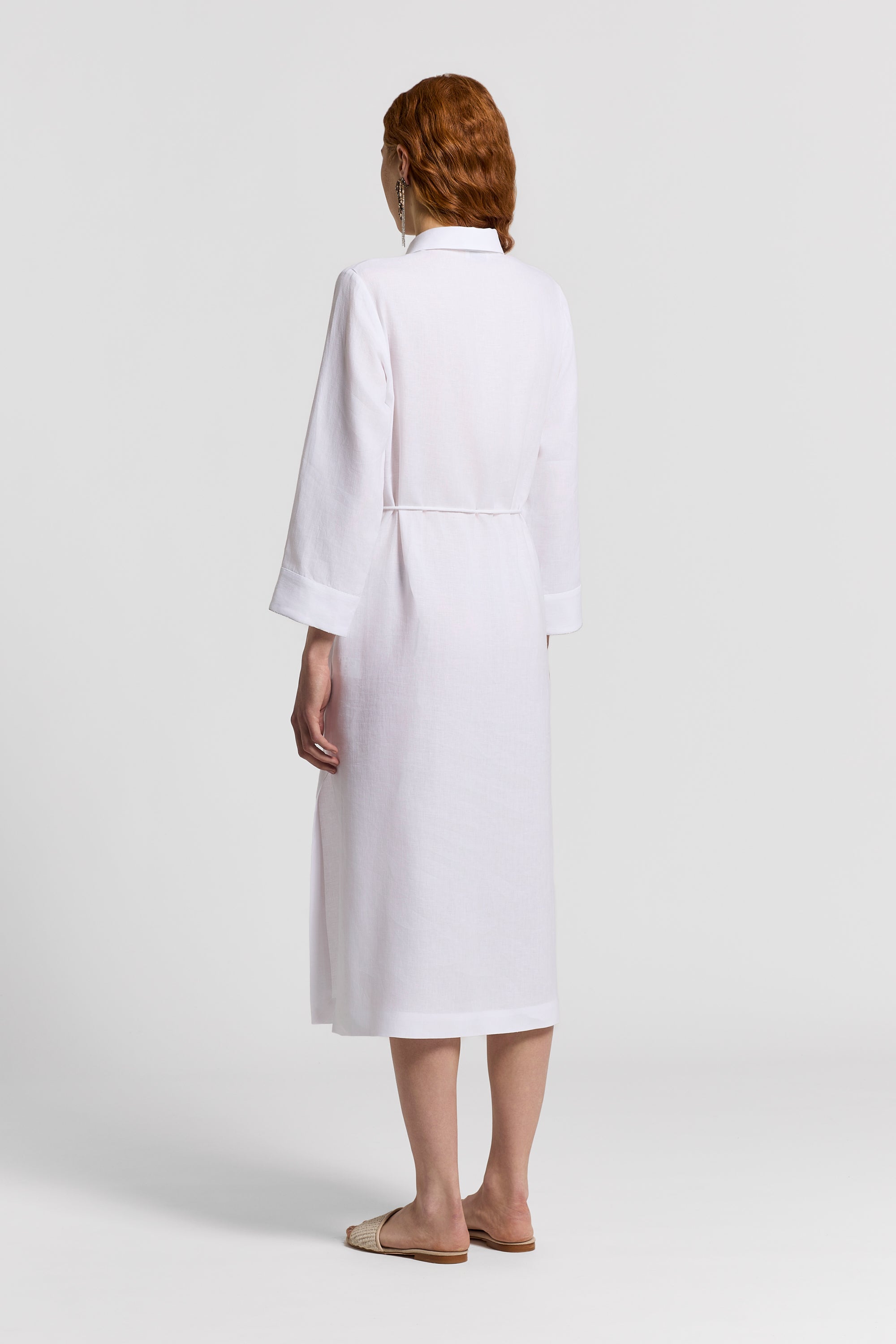 Peserico リネン　麻　100%　ホワイト　ワンピース Pure linen canvas midi dress | Peserico