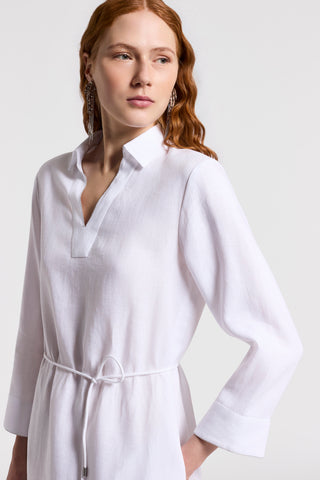 Pure linen canvas midi dress