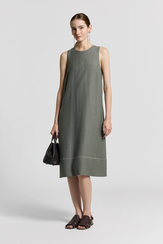 Viscose linen twill midi dress