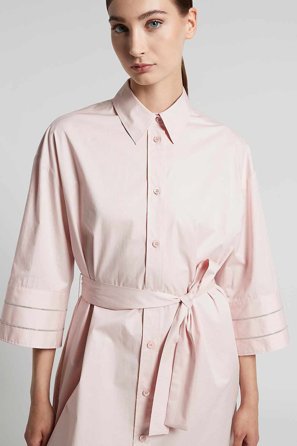 ワンピース PESERICO Light stretch cotton satin chemisier dress Peserico Light Stretch Cotton Satin Chemisier Dress in Black
