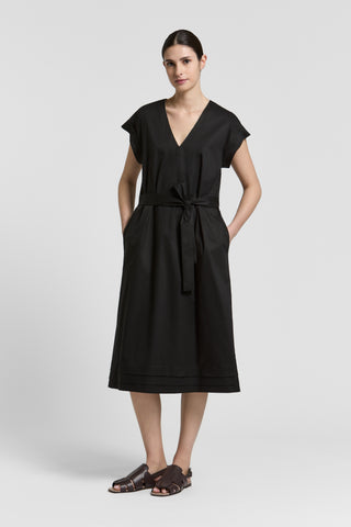 Sail-hand cotton midi dress with V-neck