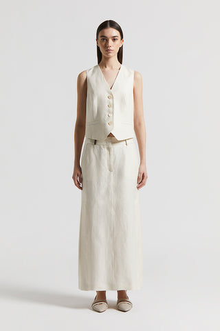 Plain-coloured pure linen gabardine waistcoat