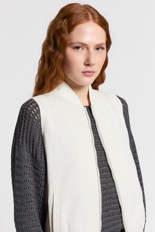 Knit and technical taffeta vest