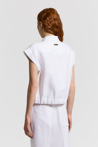 Pure linen gabardine vest