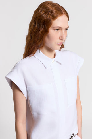 Pure linen gabardine vest