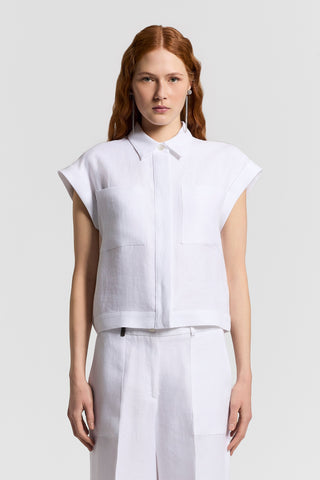 Pure linen gabardine vest