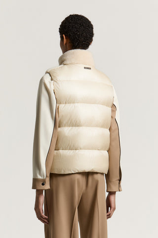 Weste aus Daunen mit Shearling aus Wolle und Seide