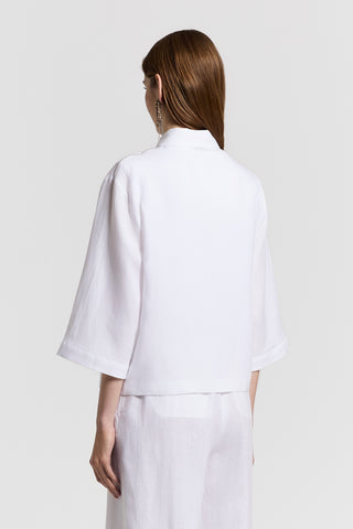 Pure linen 3/4-sleeve shirt