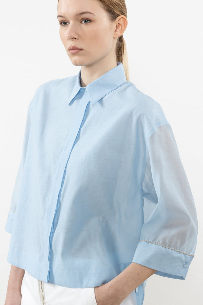 Cotton and silk opaque organza shirt  
