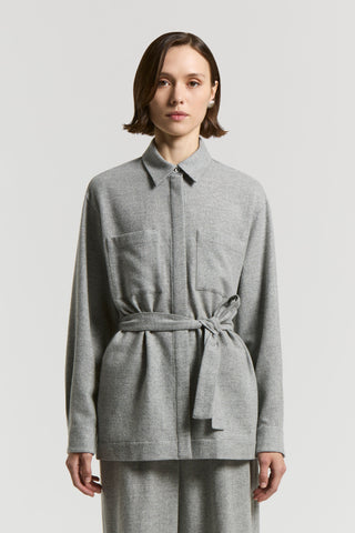 Carded cashmere wool gauze shirt