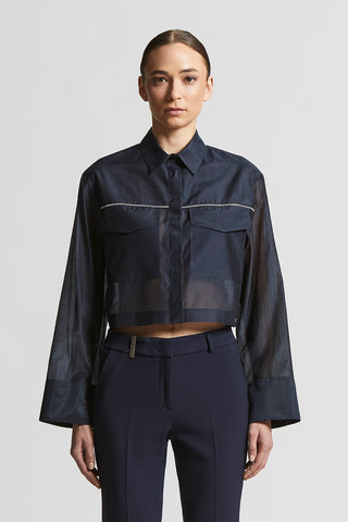 Matt cotton-silk organza shirt