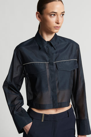 Matt cotton-silk organza shirt