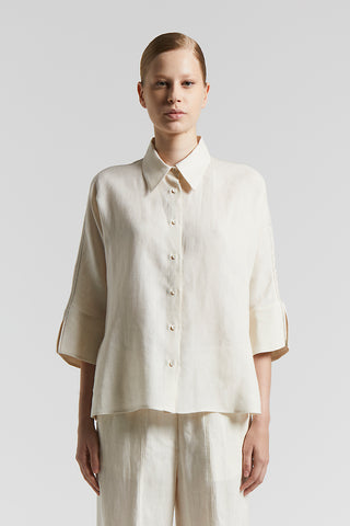 Light and cool pure linen canvas shirt