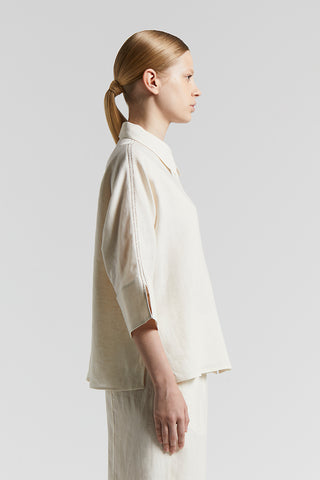 Light and cool pure linen canvas shirt