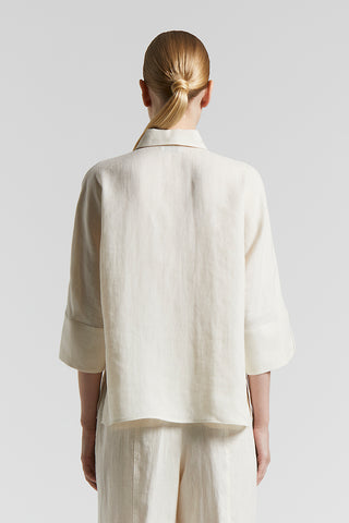 Light and cool pure linen canvas shirt