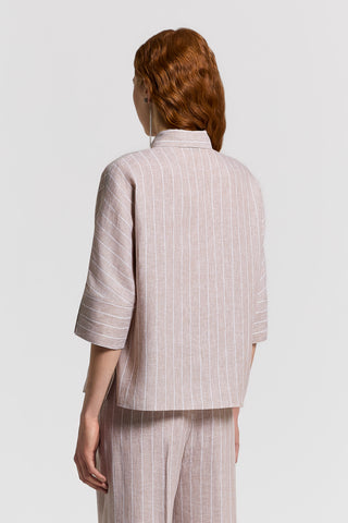 Pinstripe melange linen shirt