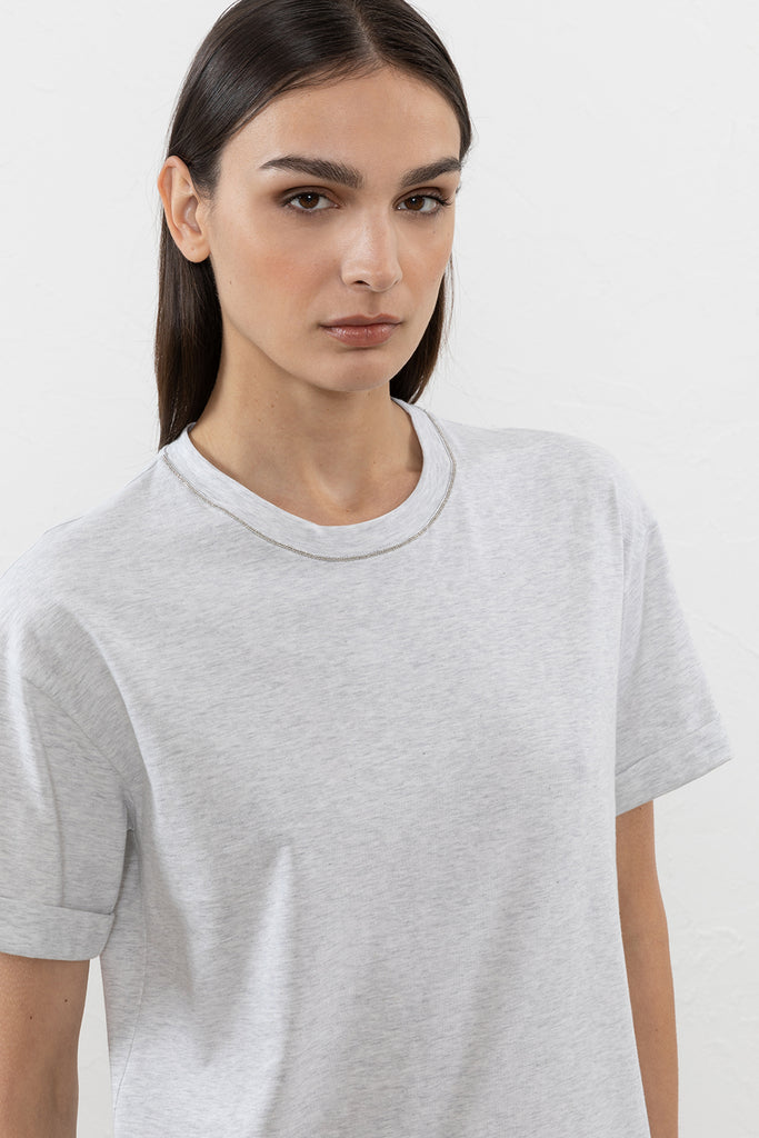 Cotton jersey T-shirt with Punto Luce  