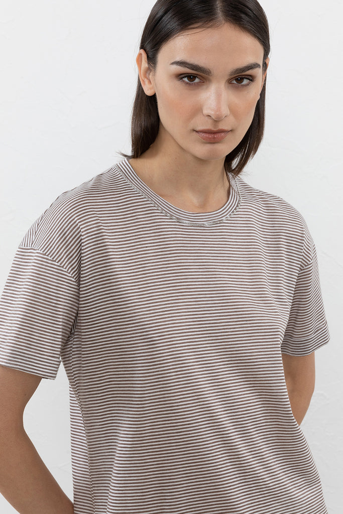 Light striped jersey T-shirt with Punto Luce  