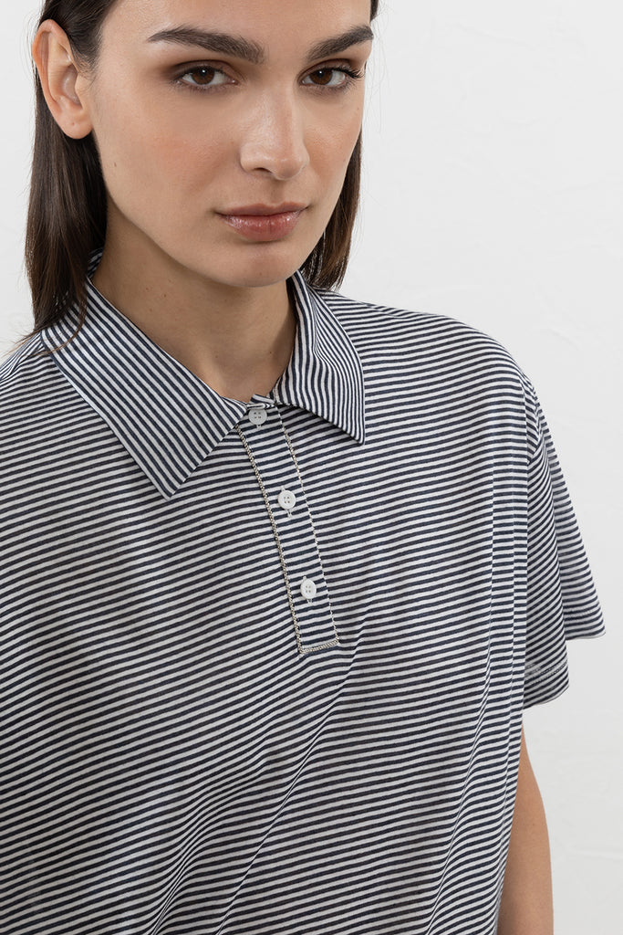Light melange striped jersey polo shirt  