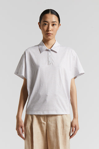 Striped cotton jersey polo shirt