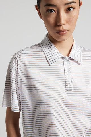 Striped cotton jersey polo shirt