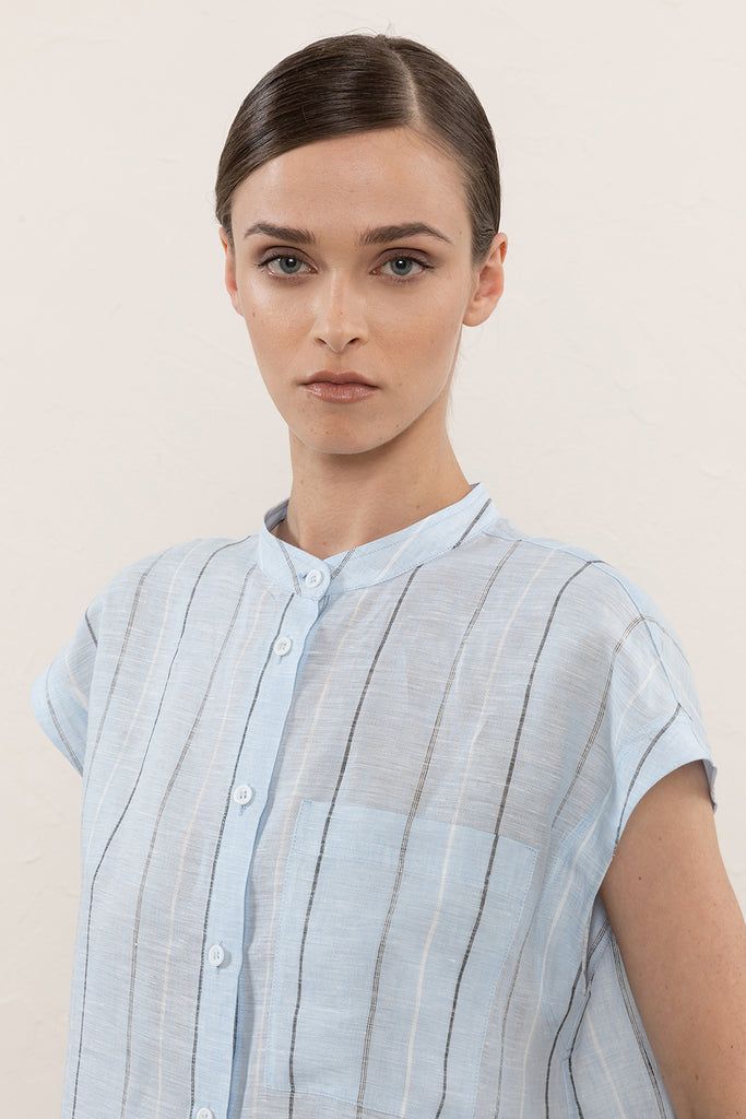 Multi-stripe pure linen shirt  