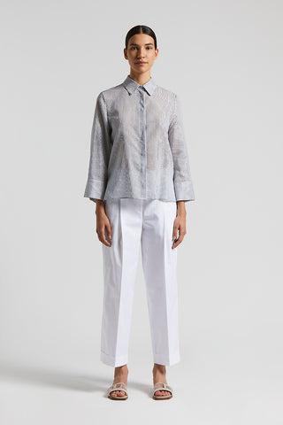 Lurex striped cotton silk organza shirt