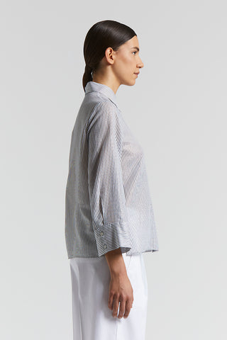 Lurex striped cotton silk organza shirt