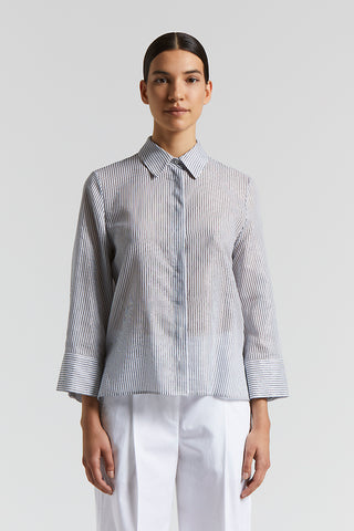 Lurex striped cotton silk organza shirt