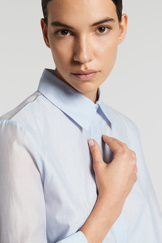 Cotton organza and matt silk shirt