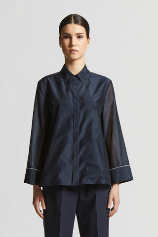 Cotton organza and matt silk shirt