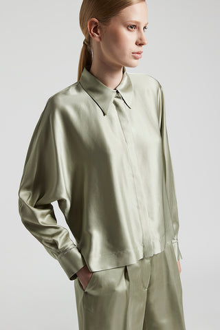 Viscose satin shirt with kimono sleeves