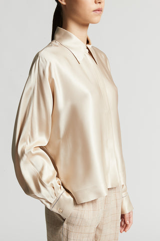 Viscose satin shirt with kimono sleeves