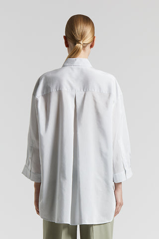 Cotton and yarn-dyed silk striped habotai shirt