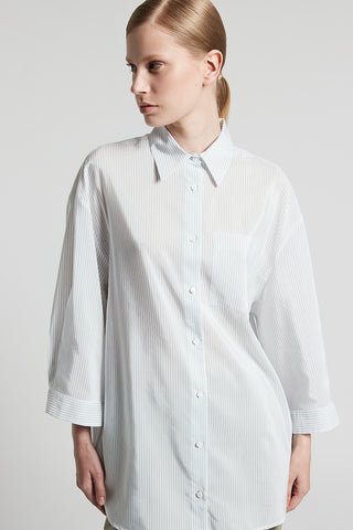 Cotton and yarn-dyed silk striped habotai shirt