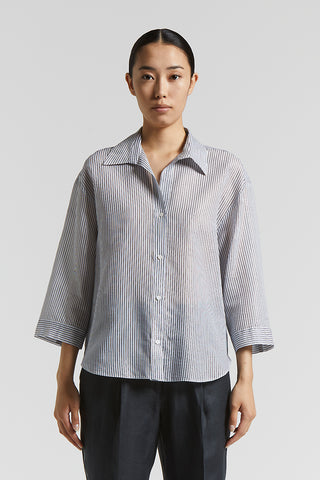 Lurex striped cotton silk organza shirt