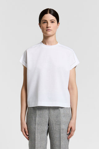 Cotton jersey and linen T-shirt