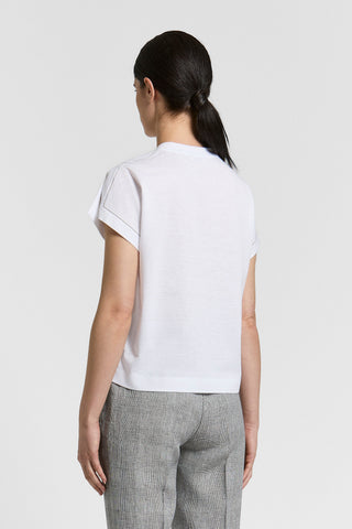 Cotton jersey and linen T-shirt