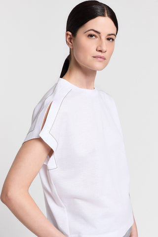 Cotton jersey and linen T-shirt