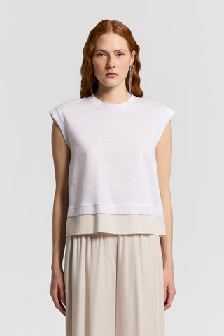 Slub linen and cotton piqué T-shirt