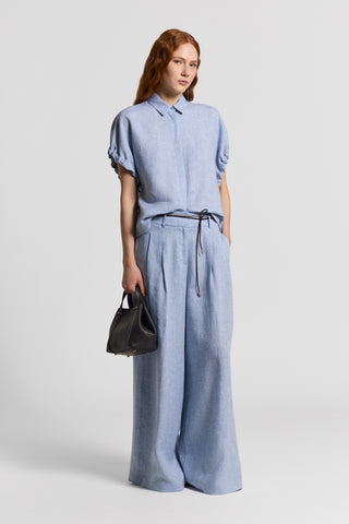 Lightweight pure linen canvas trousers