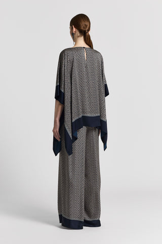 Printed viscose satin blouse