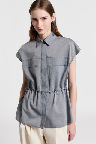 Pure cotton voile safari shirt