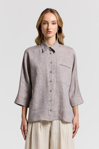 Lightweight pure linen canvas shirt